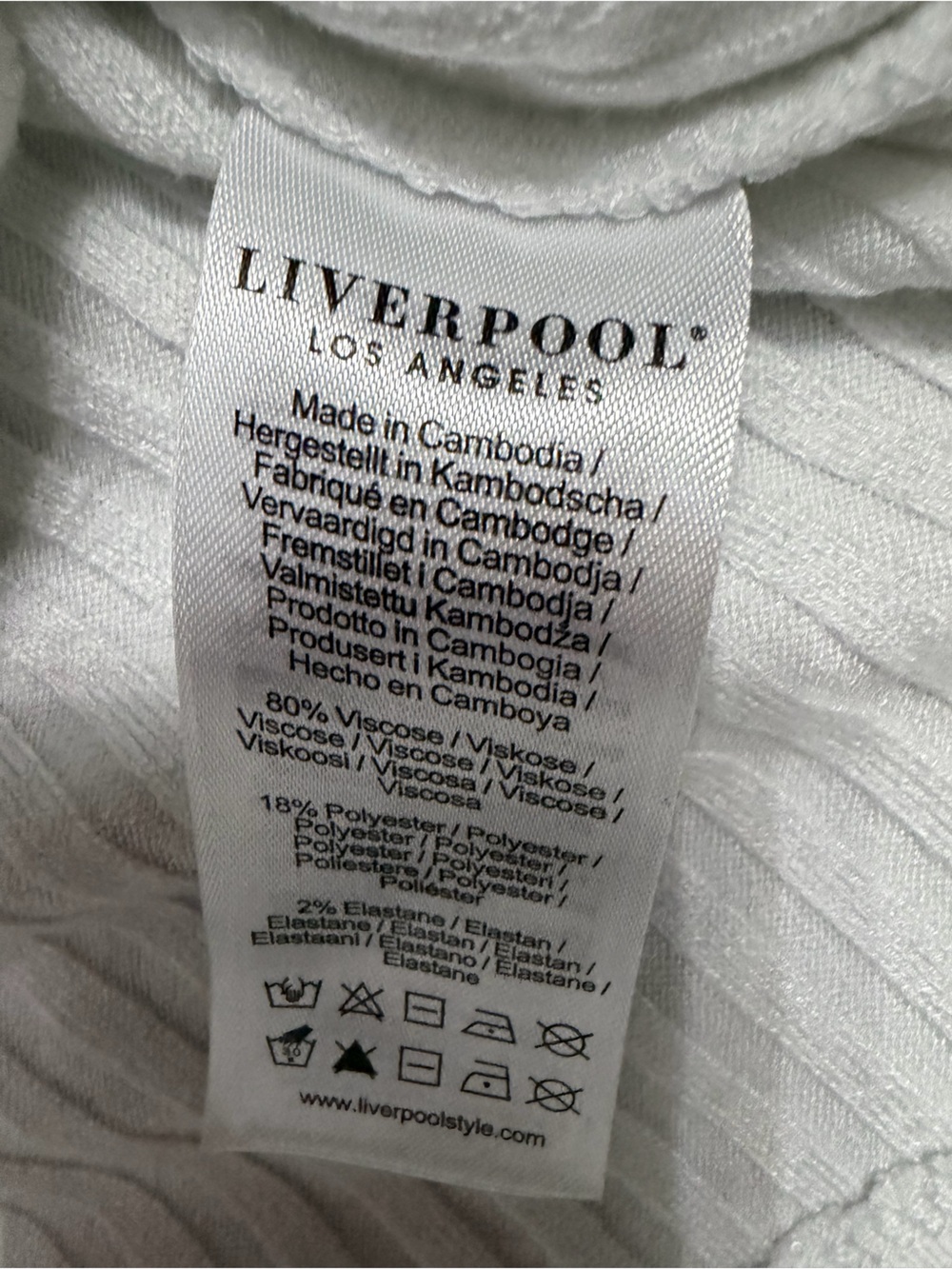 Liverpool White Ribbed Tank Top - Picture 4 of 4